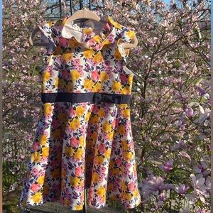 Janie & Jack Floral Ruffled Ribbon Waist Sleeveless Spring Easter Dress Size 2T